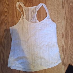 White lacy racer back tank top