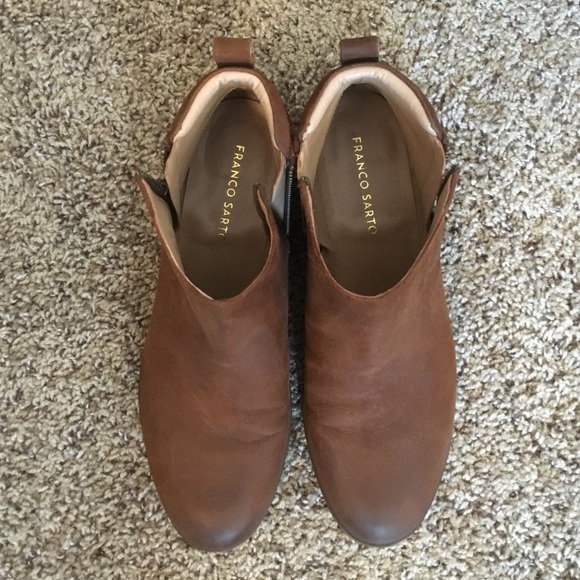 Worn once. Brown flat booties