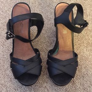 Cute black and cork strap wedges