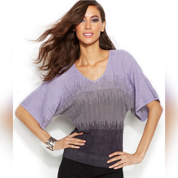 Blue Dolman sleeve Ombre sweater