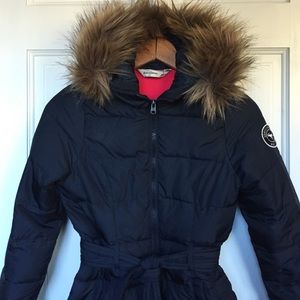 Abercrombie kids parka with fur trim collar.