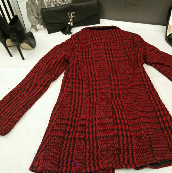 Red Textured Toggle Coat - Picture 2 of 4