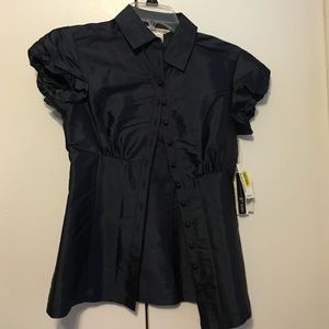 Dark blue 100% silk Kensie button down
