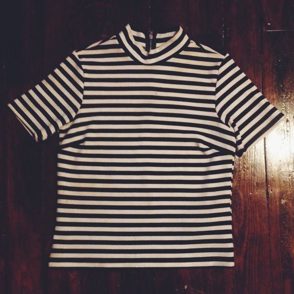 F21 Striped Mock Neck Top