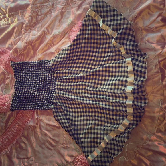 Black and white checkered ruffle dress