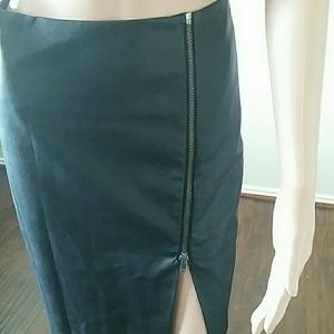 Pencil skirt with sexy slit- Leather
