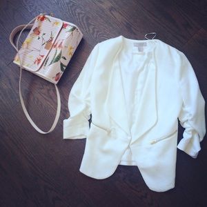 H&M White Ruched hands Textured jacket