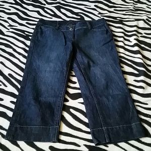 Trouser style denim capris