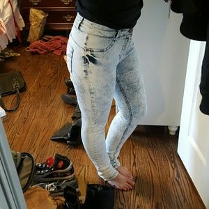 High Waisted Acid Wash Jeans