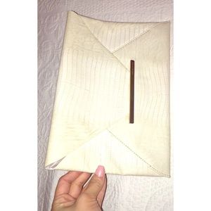 BCBG White Envelope Reptile Clutch