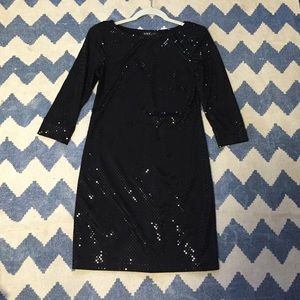 ABS black sequined long sleeved dress