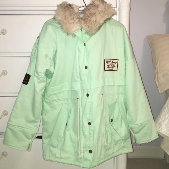 Light mint green heavy jacket - soft/fluffy inside