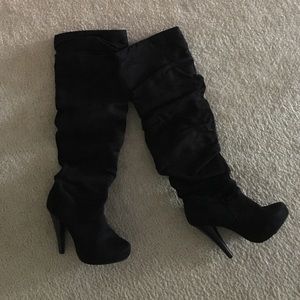 Black Faux Suede knee high boots