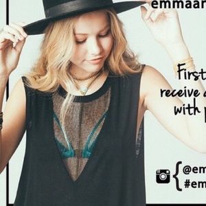 LF black net mesh knit top Emma and Sam new w tags