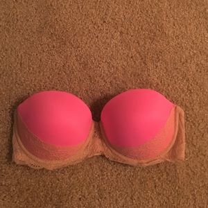 Pink Padded Strapless Bra