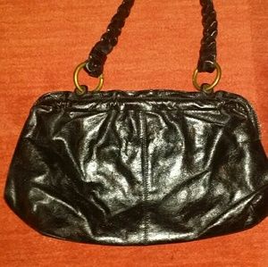 Hobo International Black Leather Frame Clutch Bag