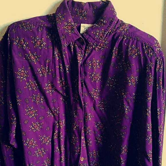 Purple Paisley Printed Button Down Shirt - Picture 1 of 3