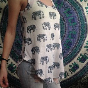 elephant print tank top size small/med