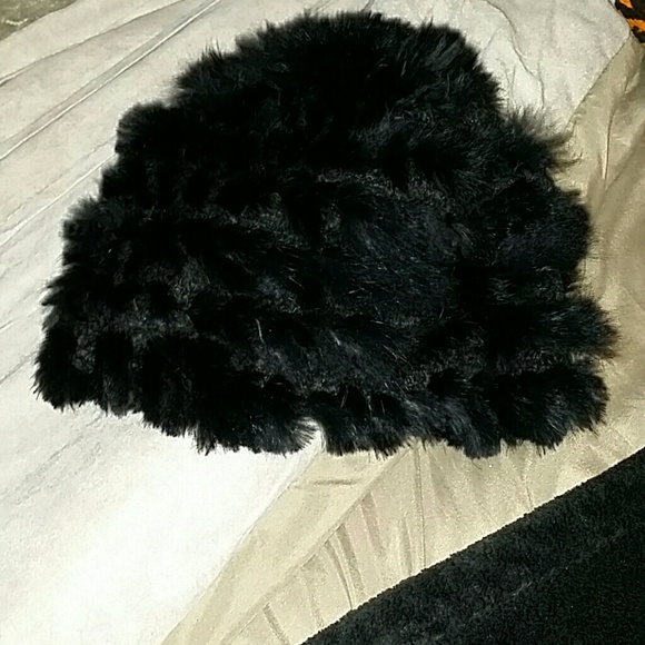 Rabbit fur beenie hat