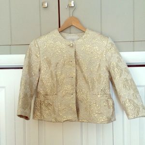 Gold jacquard jacket, 3/4 sleeve