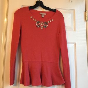 Banana Republic Red Peplum Embellished Pullover