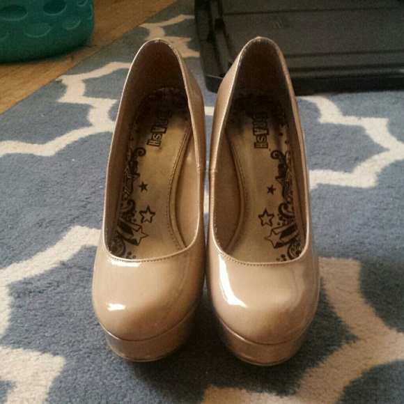 Taupe platform heels