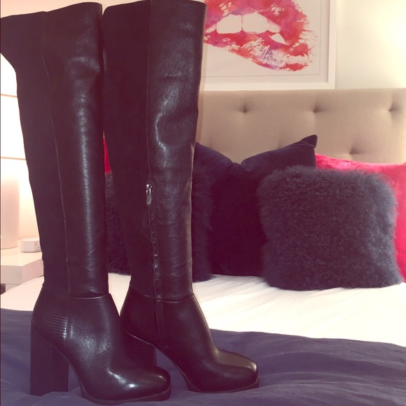 Sam Edelman 9 Black Heeled Over The Knee Boots
