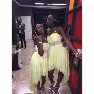 Yellow High Low Chiffon Dress