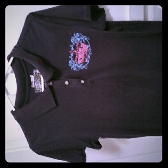 Navy blue distressed polo t shirt