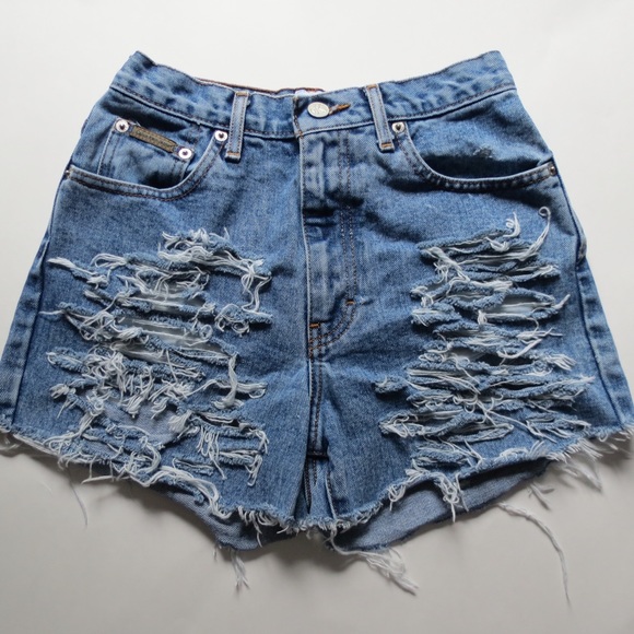 Calvin Klein High Waisted, Distressed Shorts