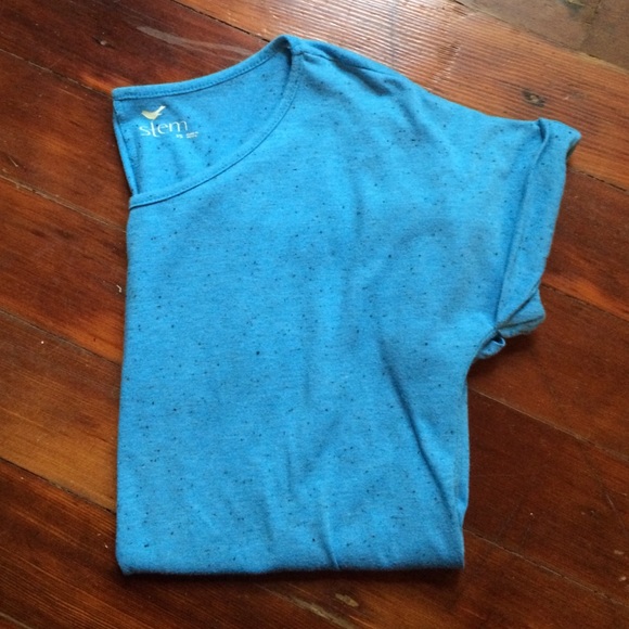 Stem rolled sleeve speckled blue tee