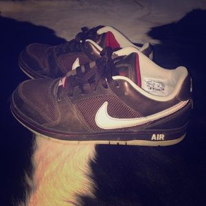 Brown and red Nike Air