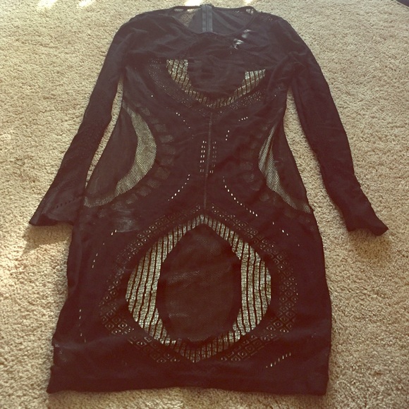 NWOT Sheer Nude Black Illusion Dress