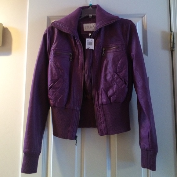 Purple, fake leather, jacket