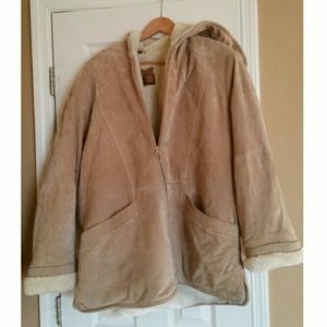 Genuine leather faux fur winter coat
