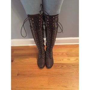 Brown over the knee boots!