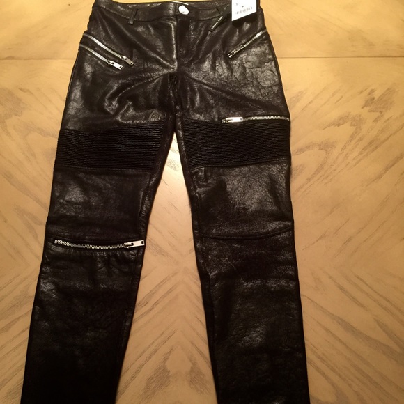 Zara Black Faux Suede Leather Biker Trouser's