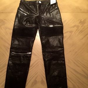 Zara Black Faux Suede Leather Biker Trouser's