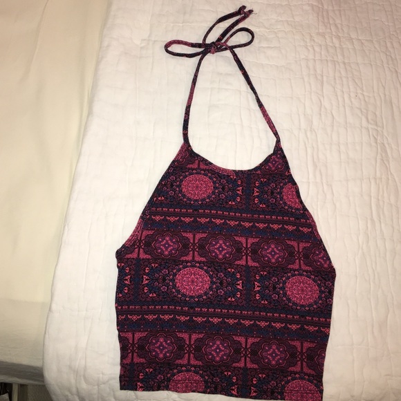 Open back semi cropped (tie back) top