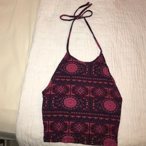 Open back semi cropped (tie back) top