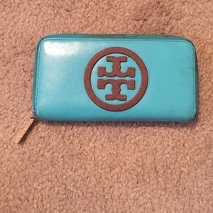 Blue and brown Tory Burch wallet