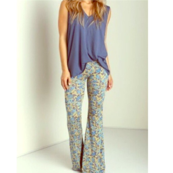 Novella Royale Pants - NOVELLA ROYALE Blue Floral Janis Bells Pants