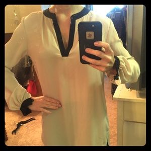 Cream and black tunic blouse