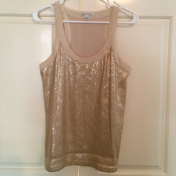 BR nude and gold sequined camisole