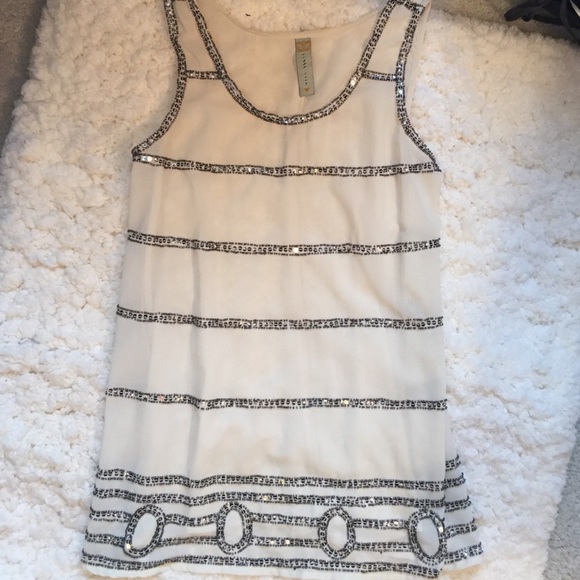 Long ivory beaded top