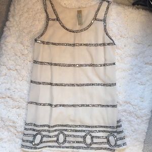 Long ivory beaded top