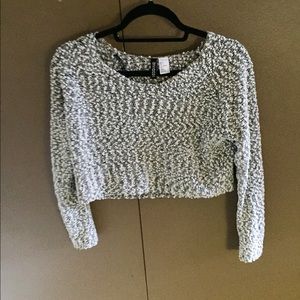 White and grey slightly cropped sweater