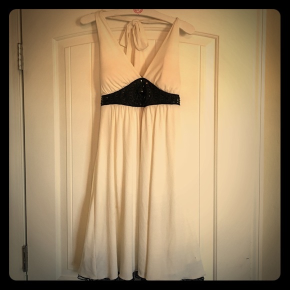 Black and White Halter Dress