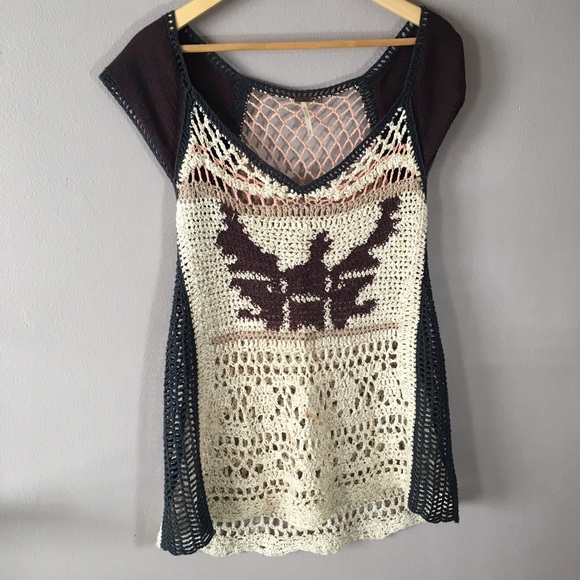 Free People Crochet Eagle Sweater