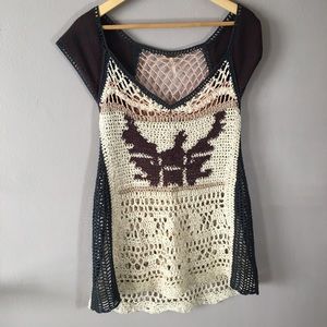 Free People Crochet Eagle Sweater
